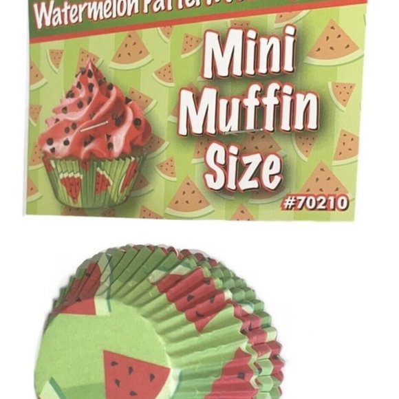 Watermelon Cupcake Summer Party Decor Holders -150 Mini Muffin Baking Cu… - Picture 3 of 3